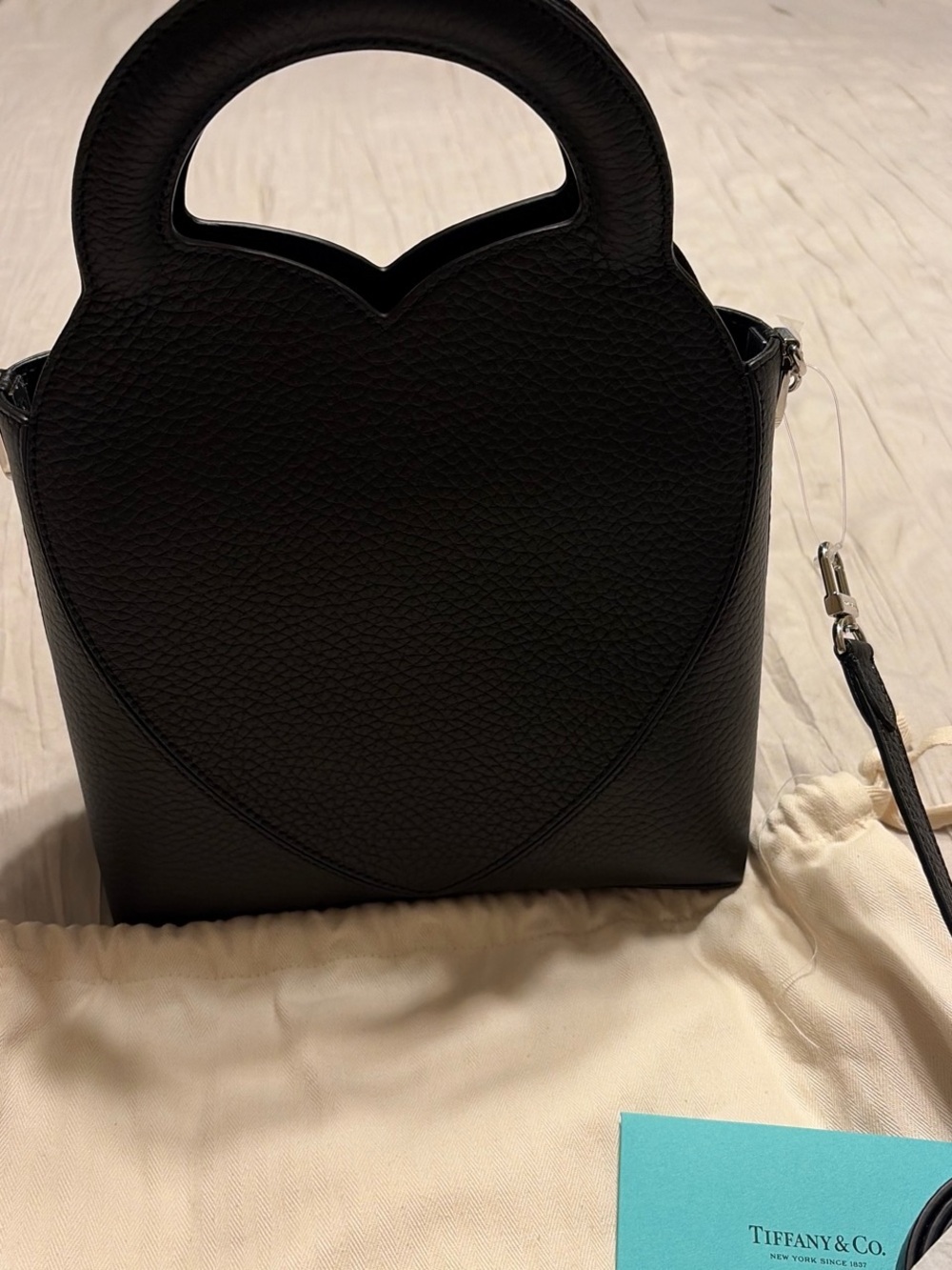 Return To Tiffany Black Leather Heart Mini Tote Bag - Picture 8 of 8